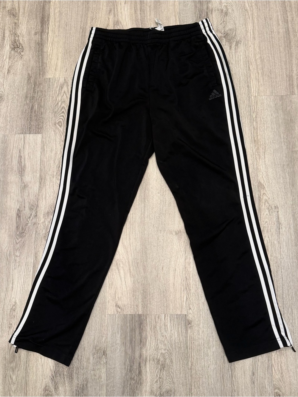 Adidas Black Three Stripe Track Pants Size XL Athletic Joggers